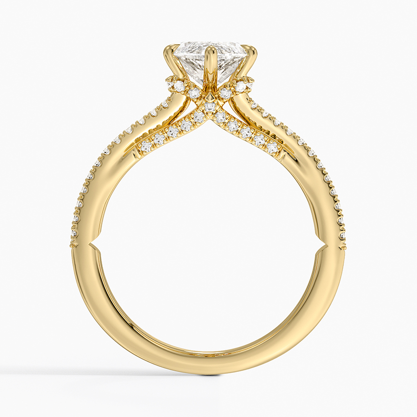 Marquise Cut Moissanite Engagement Ring, Split Shank Pave Diamond Ring, Unique Solitaire Promise Ring