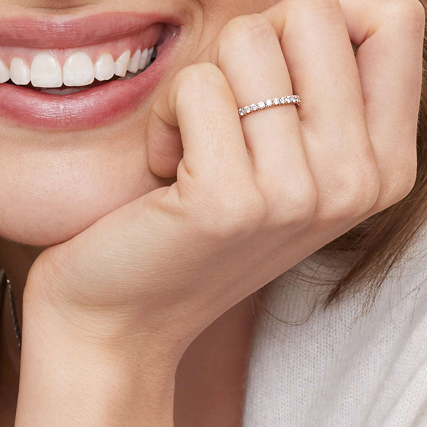Round Cut Diamond Eternity Band Ring, Wedding Band, Minimalist Stackable Diamond Ring