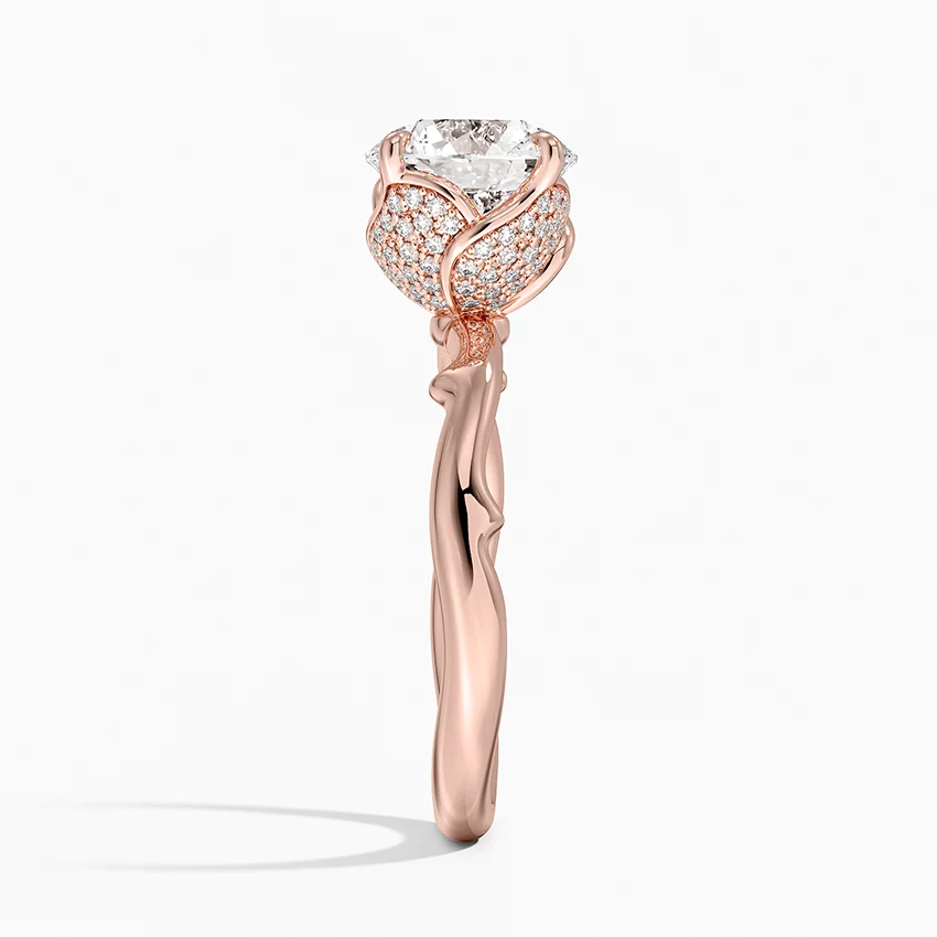 Twisted Band Solitaire Diamond Ring, Round Cut Engagement Ring, Minimalist Gold Promise Ring
