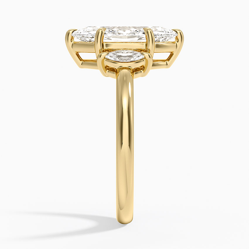 Marquise Cut Diamond Engagement Ring, 3 Stone Diamond Ring, Oval Side Diamonds Ring