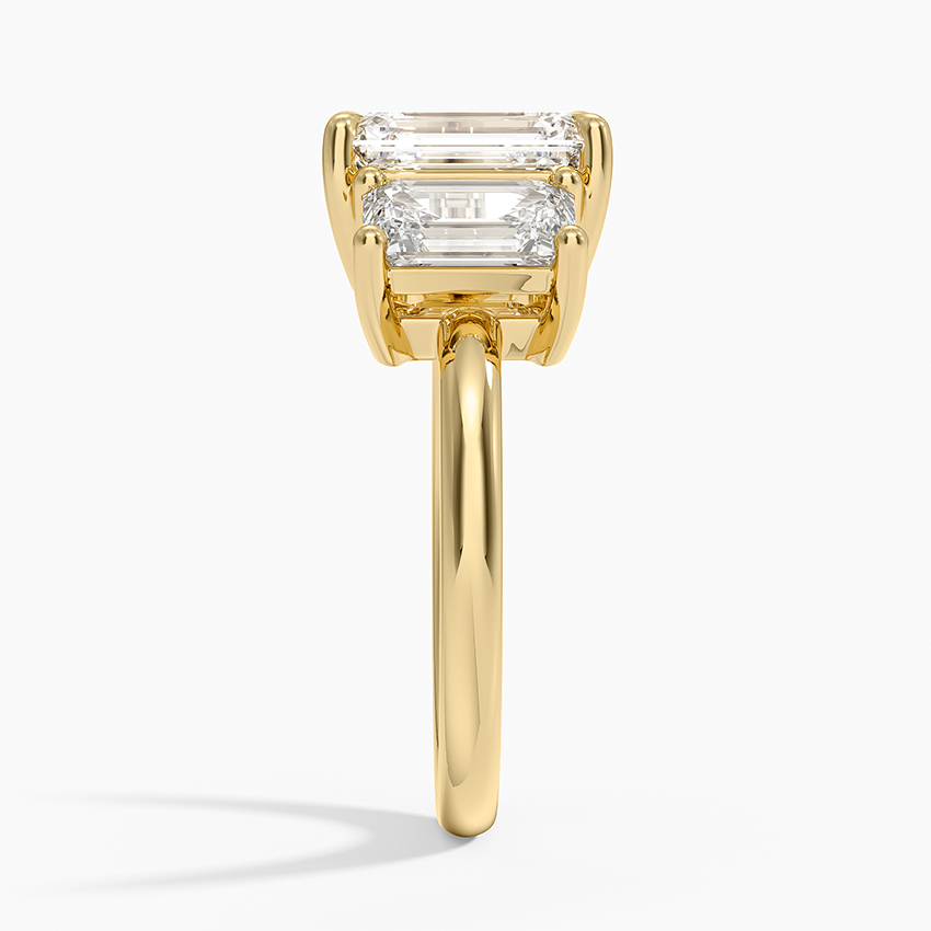 Emerald Cut Three Stone Diamond Ring, Step Cut Trilogy Engagement Ring, Minimalist Luxury Statement Ring