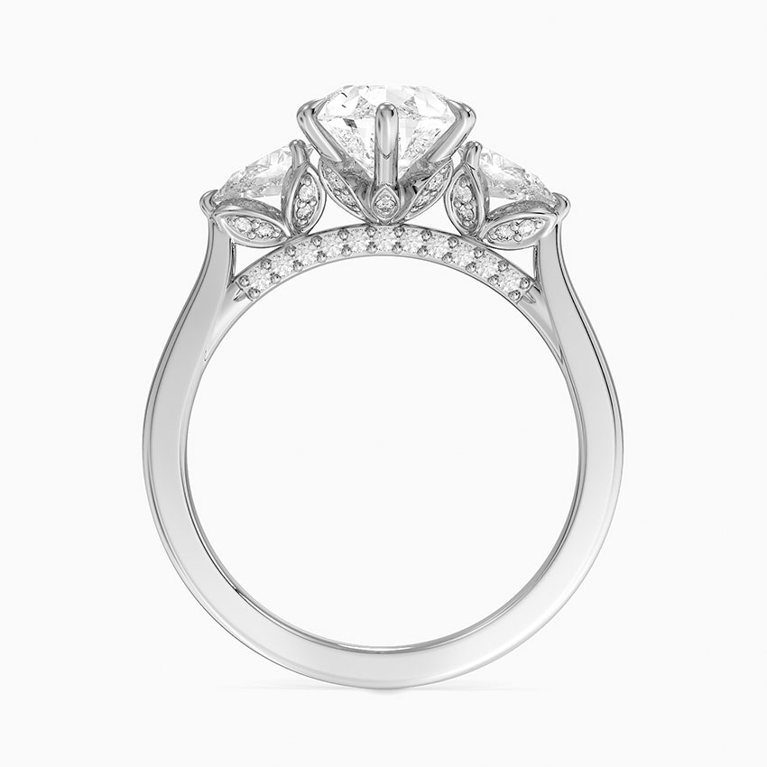 Pear Cut Moissanite Engagement Ring, Three Stone Ring, Solid Gold Ring, Marquise Side Stones, Minimalist Bridal Ring, Promise Ring for Women