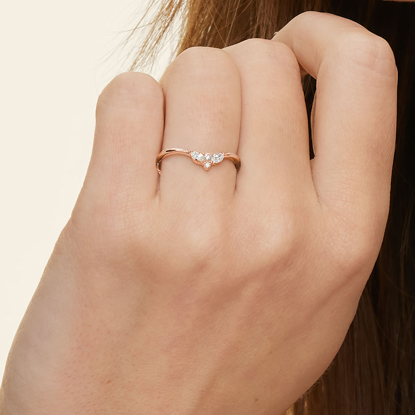 Marquise Diamond V Band Ring, Minimalist Chevron Wedding Band, Promise Ring