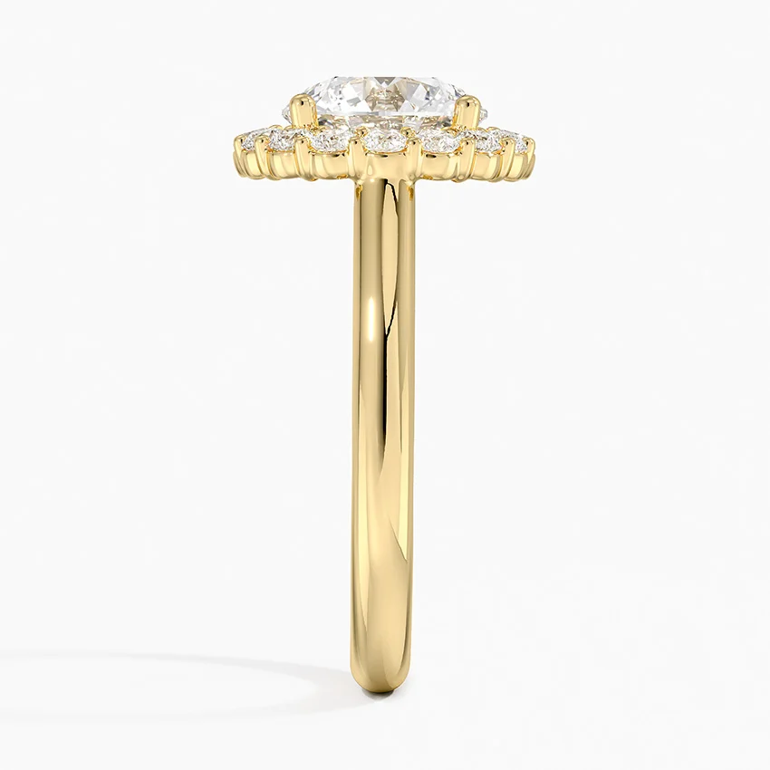 Round Brilliant Halo Diamond Engagement Ring, Classic Halo Bridal Ring, Lab Grown Diamond Ring