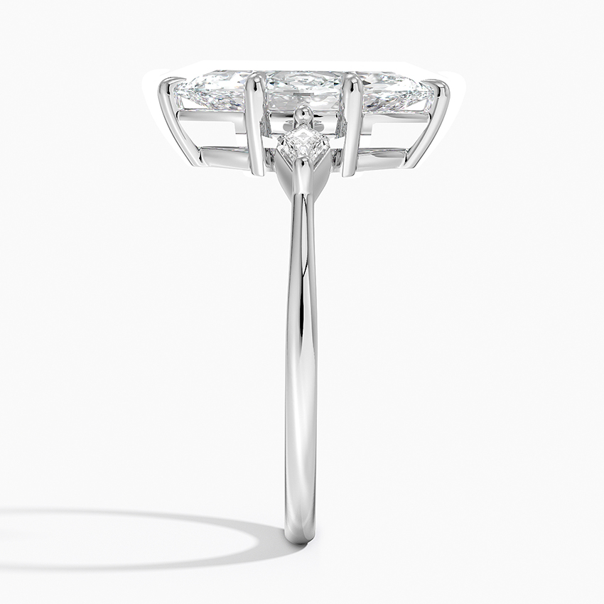 Marquise Cut Diamond Engagement Ring, 3 Stone Ring, Kite Side Diamonds (Copy)
