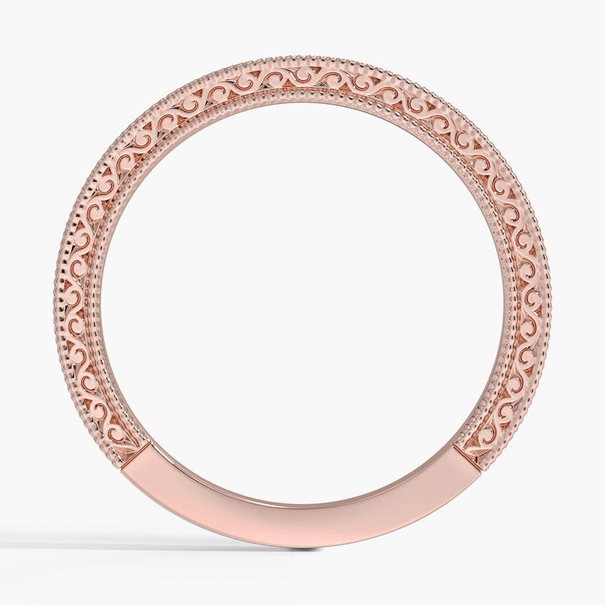Vintage Engraved Ring, Minimalist Stackable Gold Band, Filigree Pattern Wedding Ring