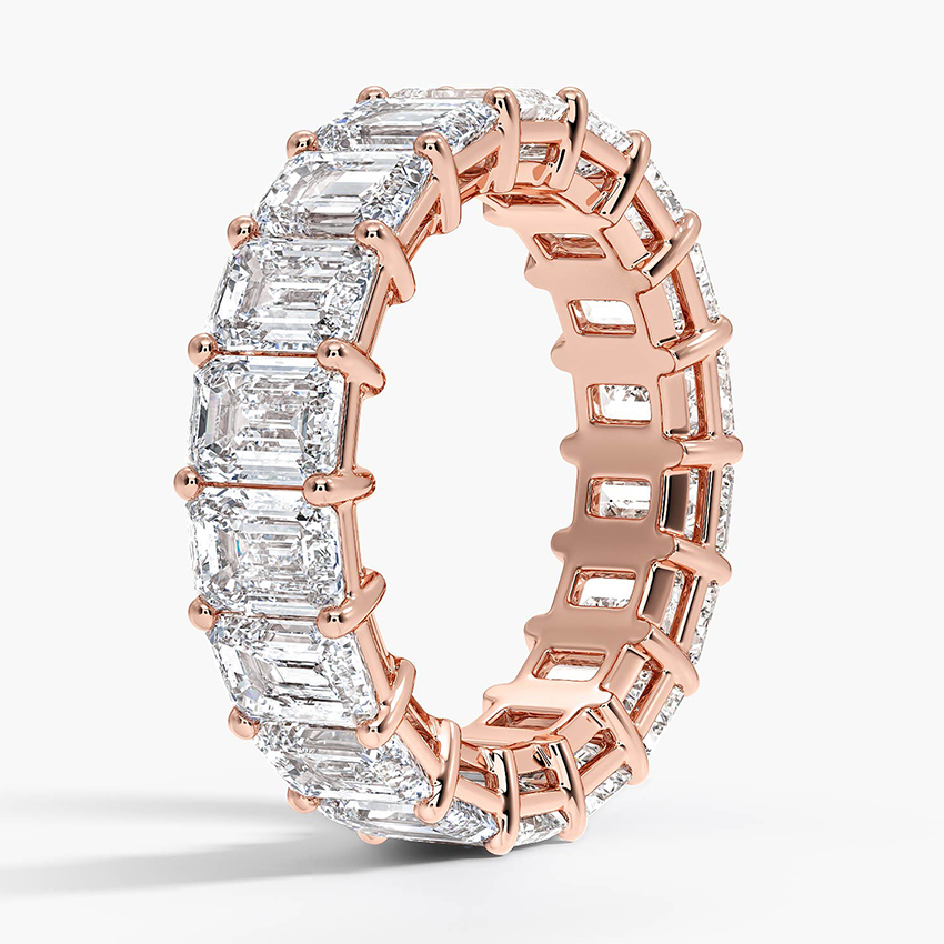 Emerald Cut Diamond Eternity Band Ring, Full Eternity Wedding Band, Luxury Anniversary Ring for Women