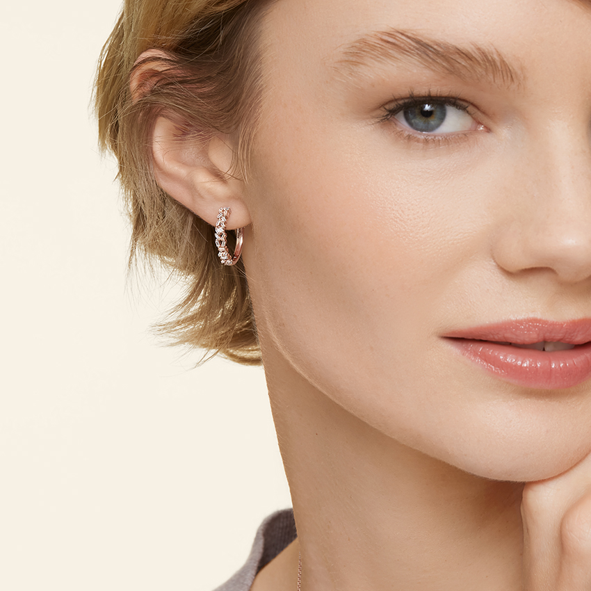 Baguette Diamond Hoop Earrings, Elegant Cluster Diamond Hoops