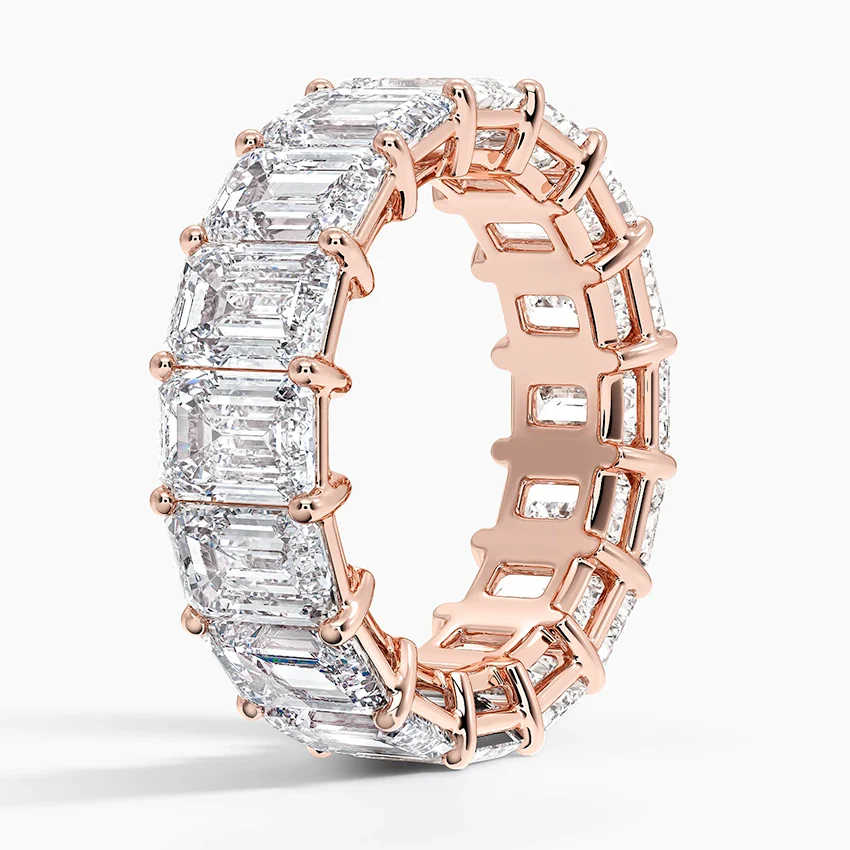 Emerald Cut Diamond Eternity Band Ring, Full Eternity Wedding Band, Baguette Diamond Ring