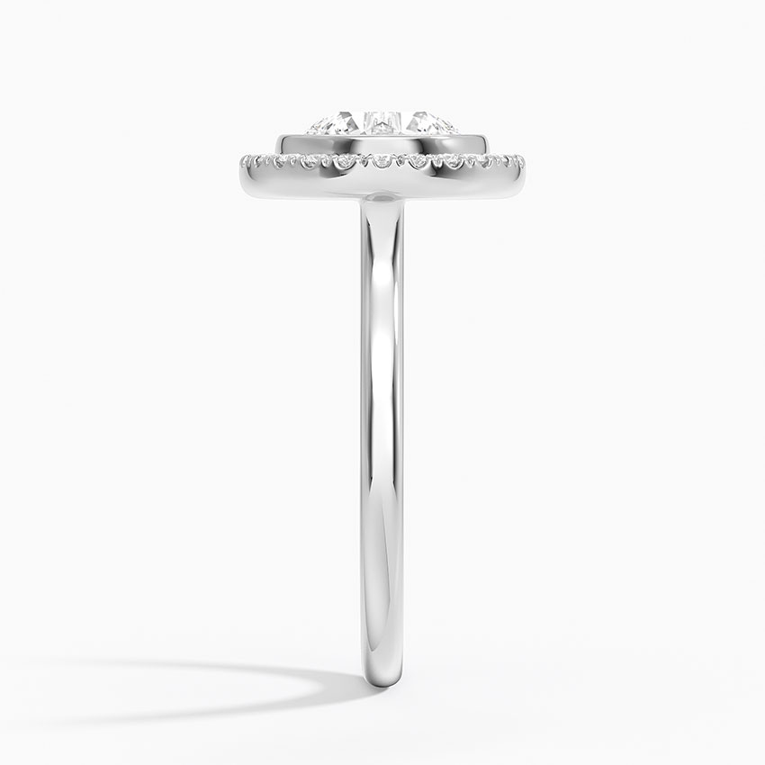 Round Brilliant Cut Diamond Halo Engagement Ring, Classic Bezel Halo Ring, Bridal Promise Ring