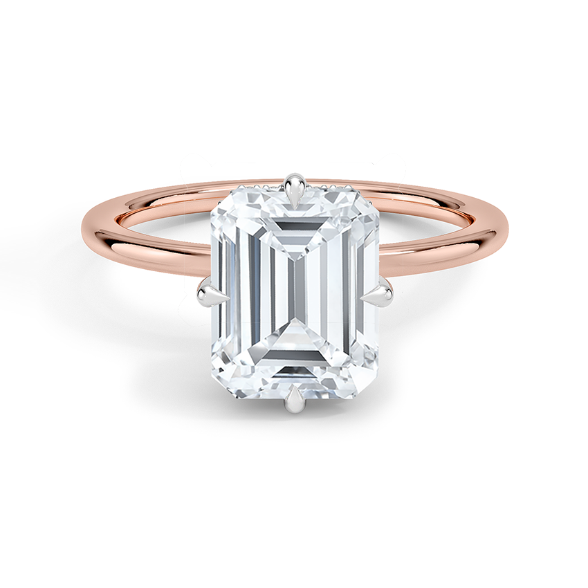Emerald Cut Solitaire Diamond Engagement Ring, 4 Prong Minimalist Ring, Elegant Bridal Jewelry