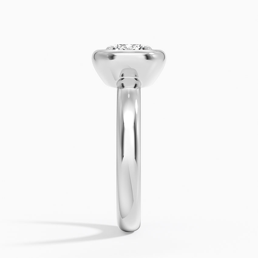Cushion Cut Bezel Set Diamond Engagement Ring, Minimalist Solitaire Ring