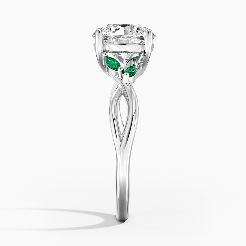 Infinity Twist Moissanite Engagement Ring with Green Marquise Accents in 14K/18K Gold