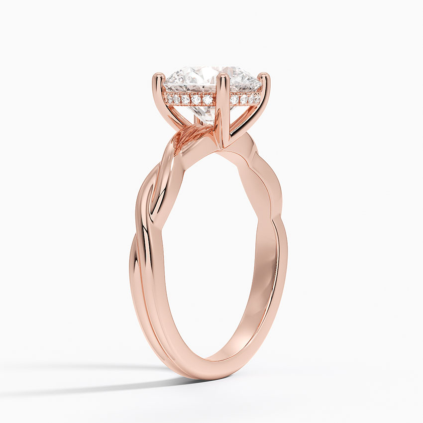 Round Cut Diamond Solitaire Engagement Ring, Twisted Band Ring, Elegant Promise Ring for Women