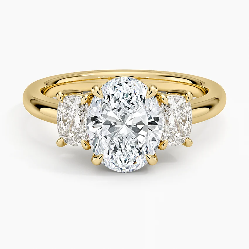 Oval Cut Three Stone Diamond Engagement Ring, 3 Stone Oval Diamond Ring, Solid Gold Ring