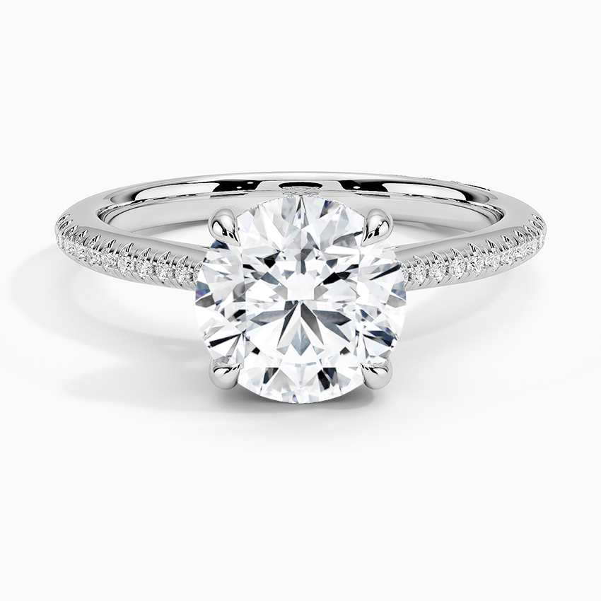 Classic Round Cut Solitaire Diamond Engagement Ring with Pavé Band