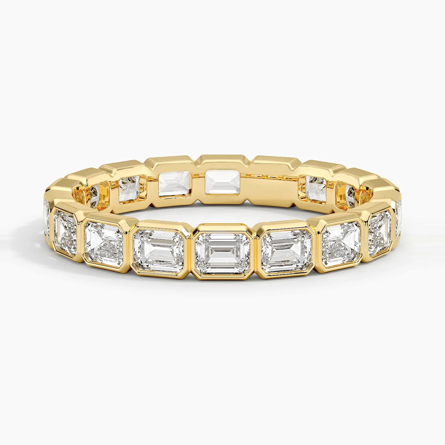 Emerald Cut Diamond Eternity Ring, Bezel Set Diamond Band, Stackable Wedding Band