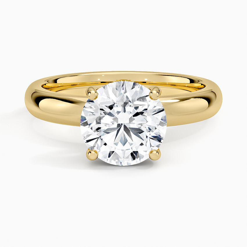 Round Cut Solitaire Diamond Engagement Ring, Classic 4 Prong Setting, Promise Ring for Women