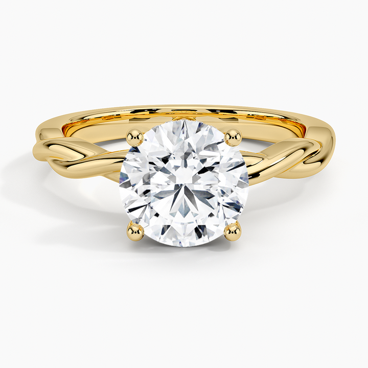 Round Cut Diamond Solitaire Engagement Ring, Twisted Band Ring, Elegant Promise Ring for Women