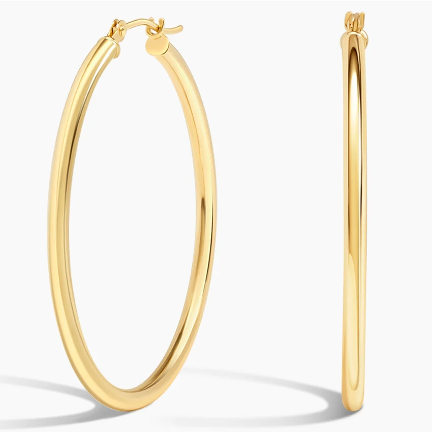Minimalist Thin Hoop Earrings, Lightweight Classic Oval Hoops