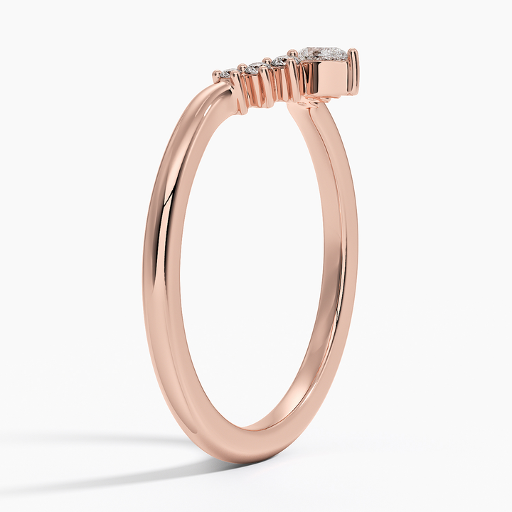 Pear Shaped Diamond V Band Ring, Curved Wedding Band, Minimalist Nesting Ring