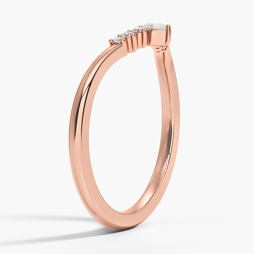 V Shape Diamond Ring, Pear Cut Center Diamond Band, Minimalist Wedding Ring