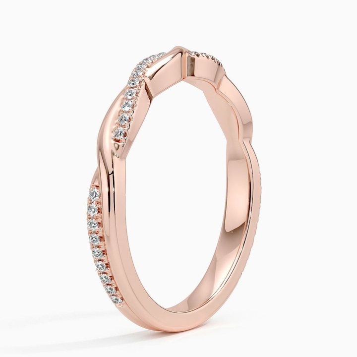 Twisted Diamond Wedding Band, Curved Infinity Ring, Minimalist Stackable Diamond Ring