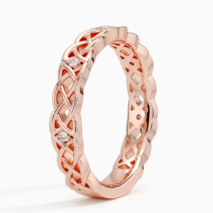 Celtic Knot Diamond Ring, Vintage Infinity Band, Solid Gold Wedding Band