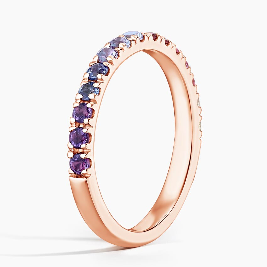 Rainbow Sapphire Eternity Band Ring, Multi Color Gemstone Ring, Minimalist Wedding Band Gift