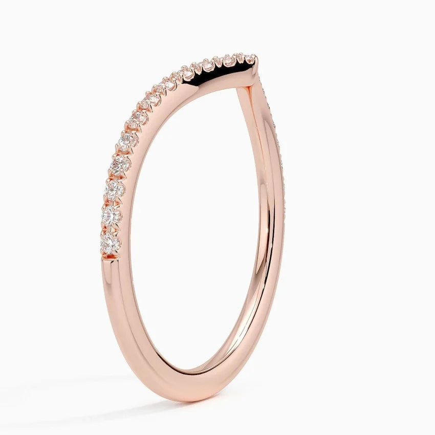 Diamond Chevron Ring, V Shape Diamond Band, Minimalist Pavé Wedding Band