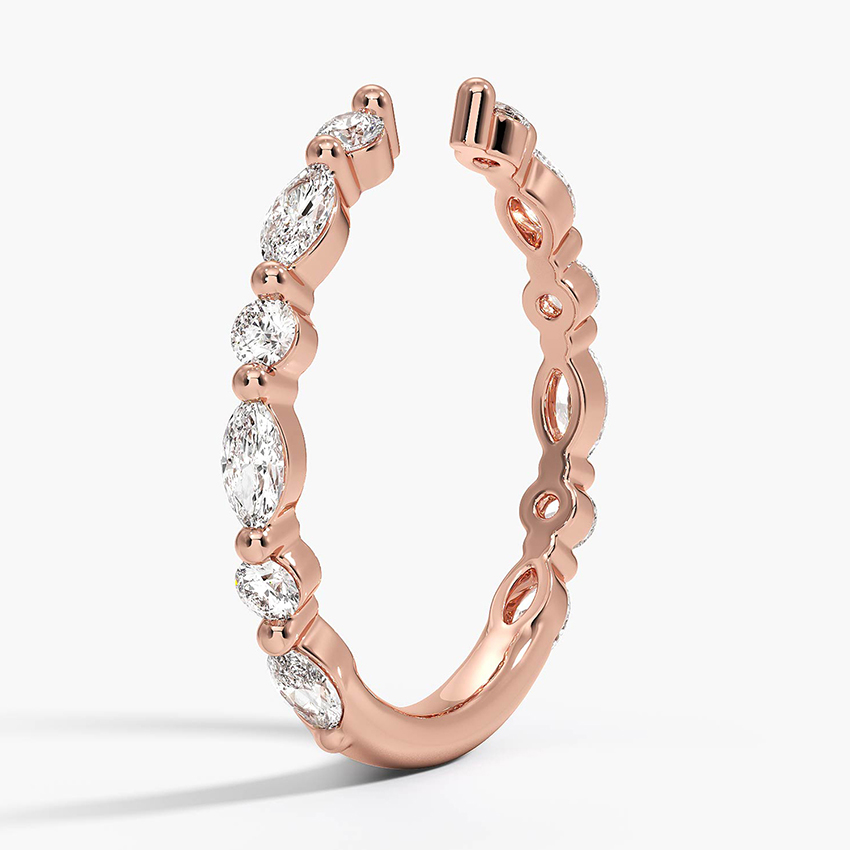 Minimalist Open Diamond Ring, Round Cut Lab Diamond Adjustable Cuff Ring, Stackable Statement Ring