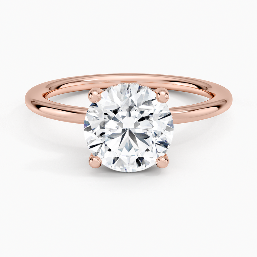 Round Cut Solitaire Diamond Engagement Ring, 4 Prong Classic Ring, Minimalist Proposal Ring for Women