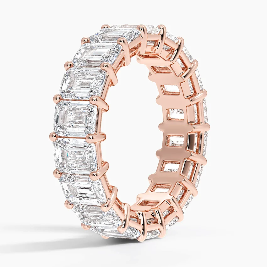 Emerald Cut Diamond Eternity Band, Full Eternity Ring, Baguette Diamond Wedding Band