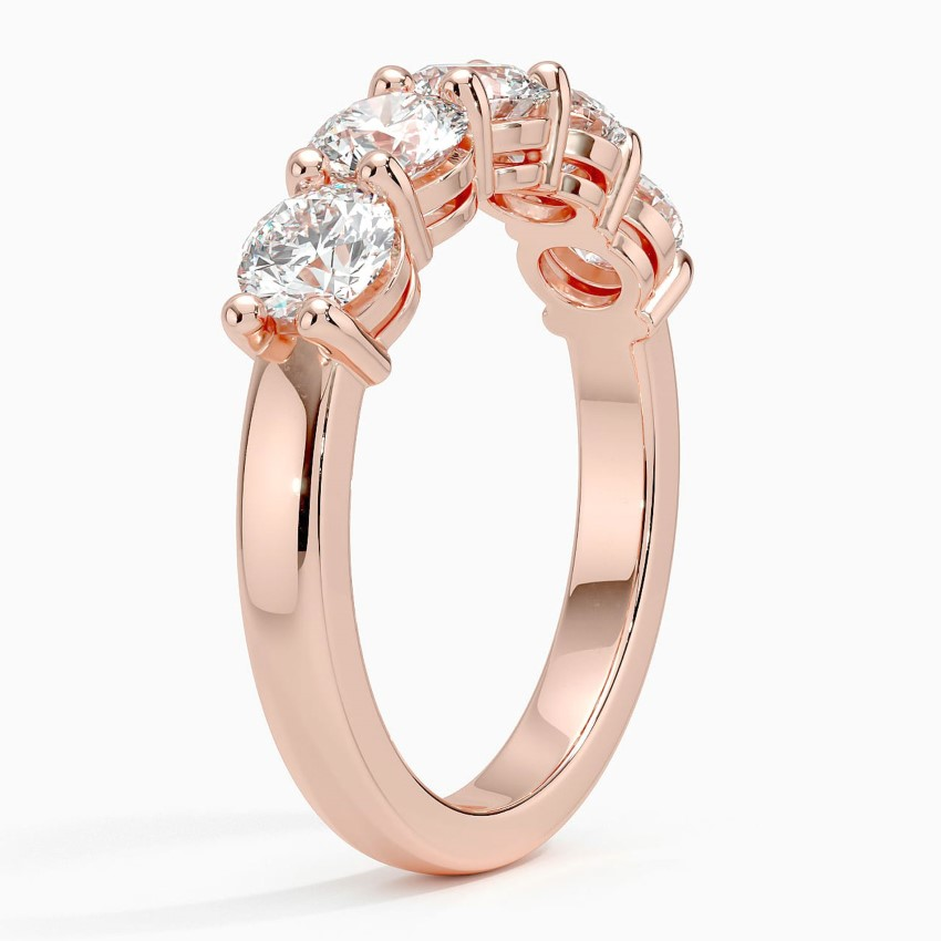 Five Stone Diamond Wedding Band, Round Cut Anniversary Ring, Minimalist Stackable Diamond Ring