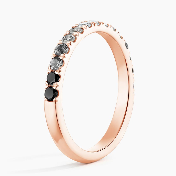 Natural Diamond Half Eternity Ring, Gold Wedding Band, Minimalist Stackable Ring