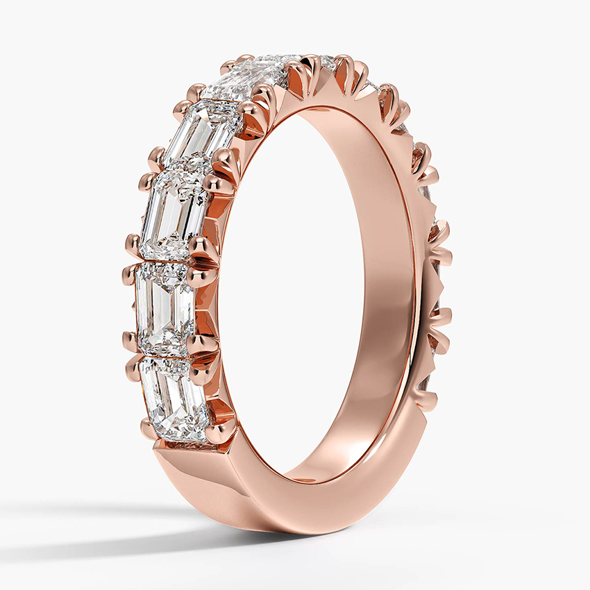 Emerald Cut Diamond Eternity Band Ring, Full Eternity Wedding Band, Baguette Diamond Ring