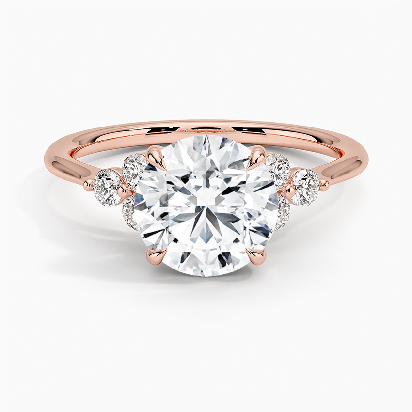 Round Cut Diamond Engagement Ring, Three Stone Diamond Ring, Solid Gold Promise Ring
