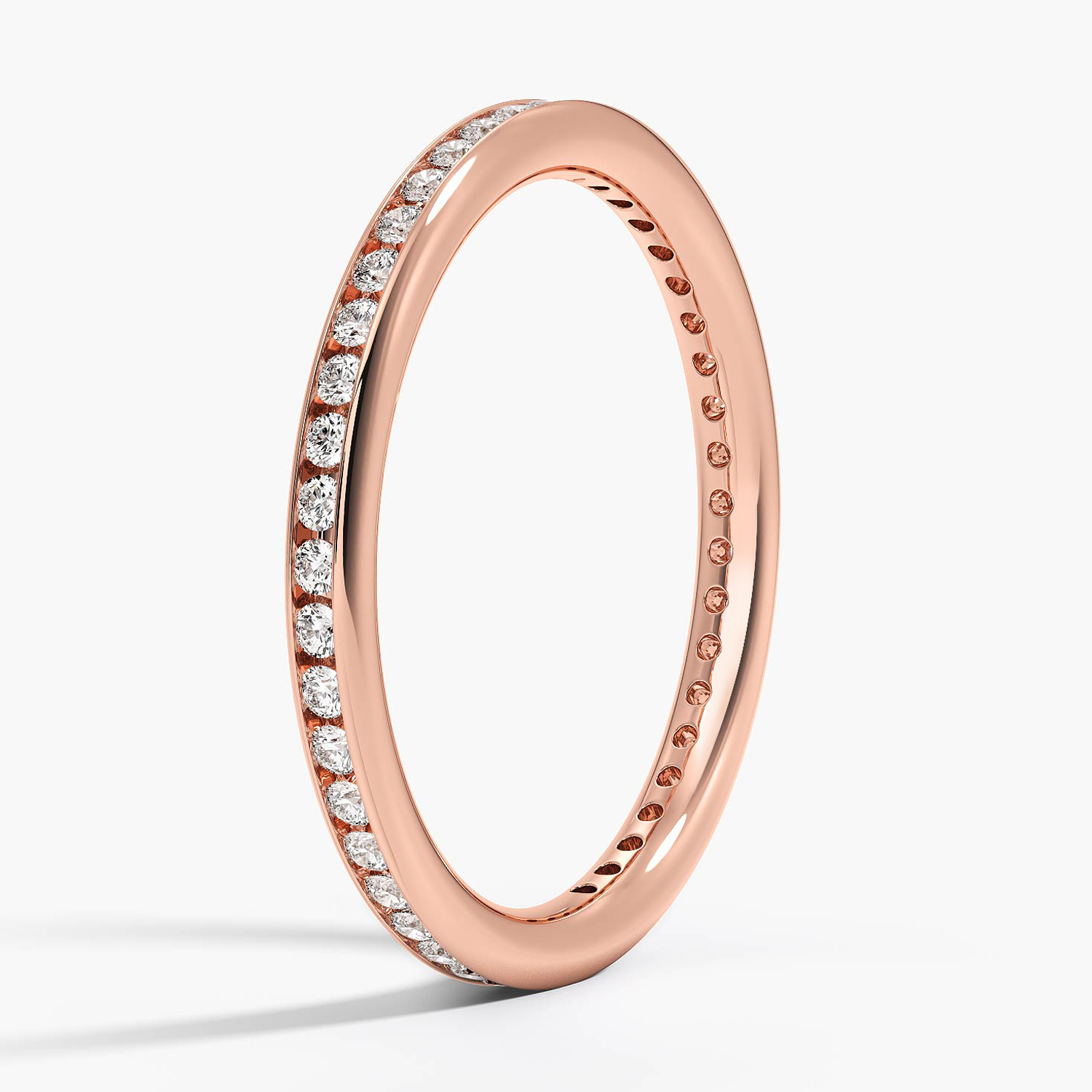 Minimalist Diamond Band Ring, Channel Set Round Diamond Ring, Stackable Wedding Band