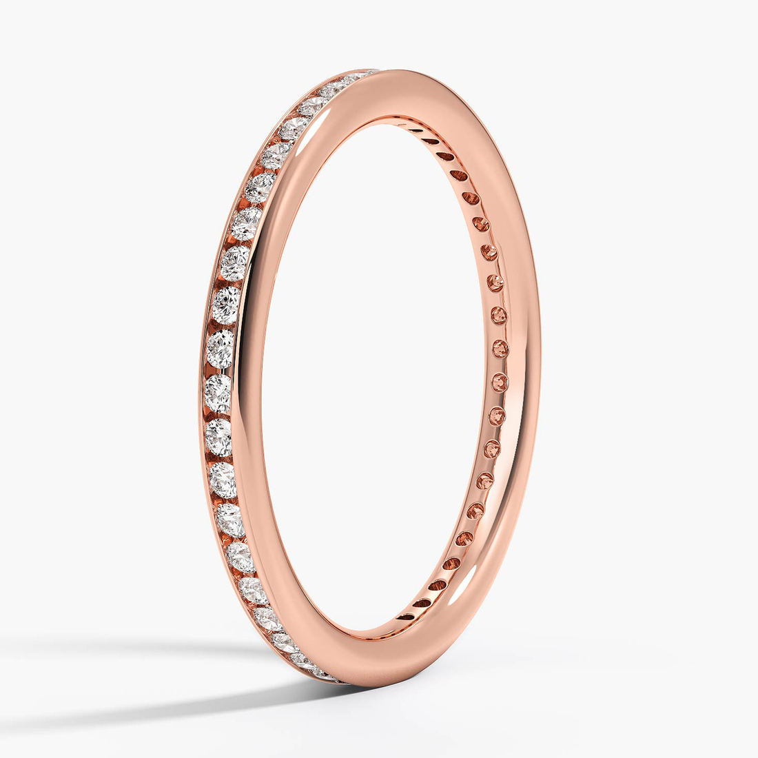 Minimalist Diamond Band Ring, Channel Set Round Diamond Ring, Stackable Wedding Band