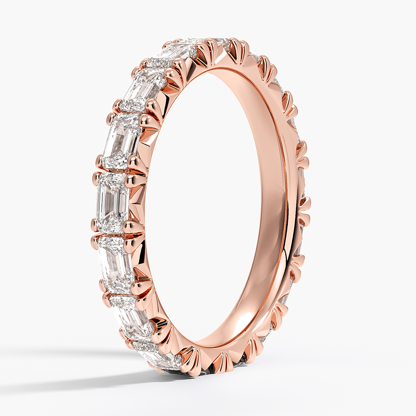 Baguette Diamond Eternity Ring, Full Eternity Wedding Band, Emerald Cut Diamond Band