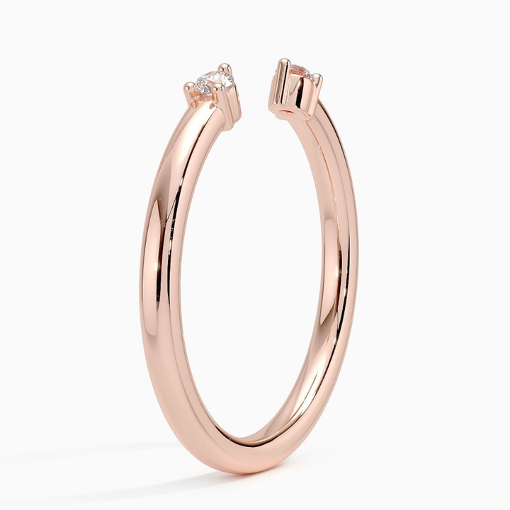 Minimalist Open Diamond Ring, Adjustable Cuff Ring, Dainty Solitaire Diamond Stackable Ring