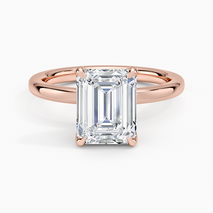 merald Cut Moissanite Engagement Ring, Solitaire 4 Prong Ring, Minimalist Gold Promise Ring