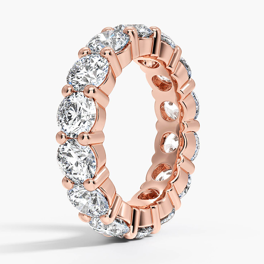 Round Brilliant Diamond Eternity Ring, Full Band Wedding Ring, Luxury Stackable Band