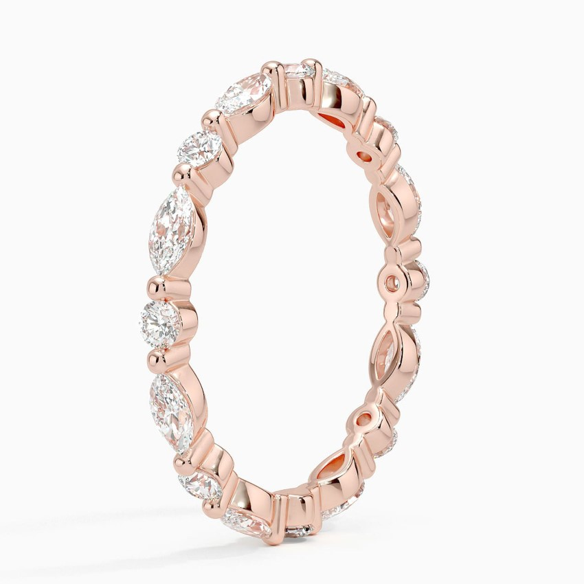 Marquise & Round Diamond Eternity Ring, Full Eternity Wedding Band, Minimalist Stackable Diamond Ring