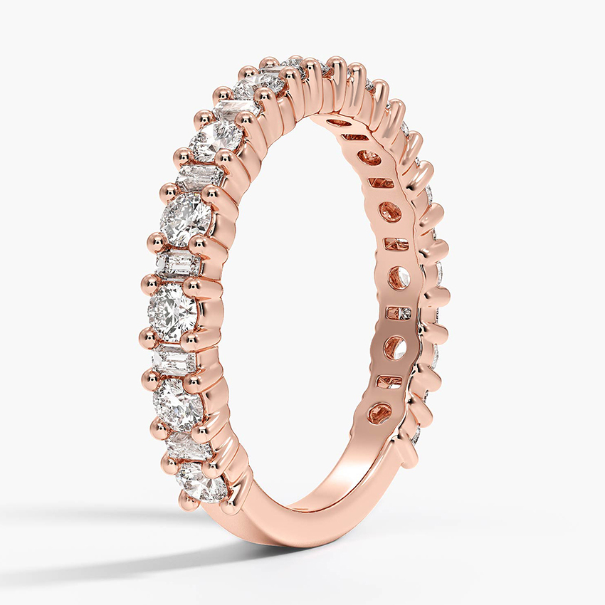 Round & Baguette Diamond Eternity Band, Full Eternity Ring, Wedding Band