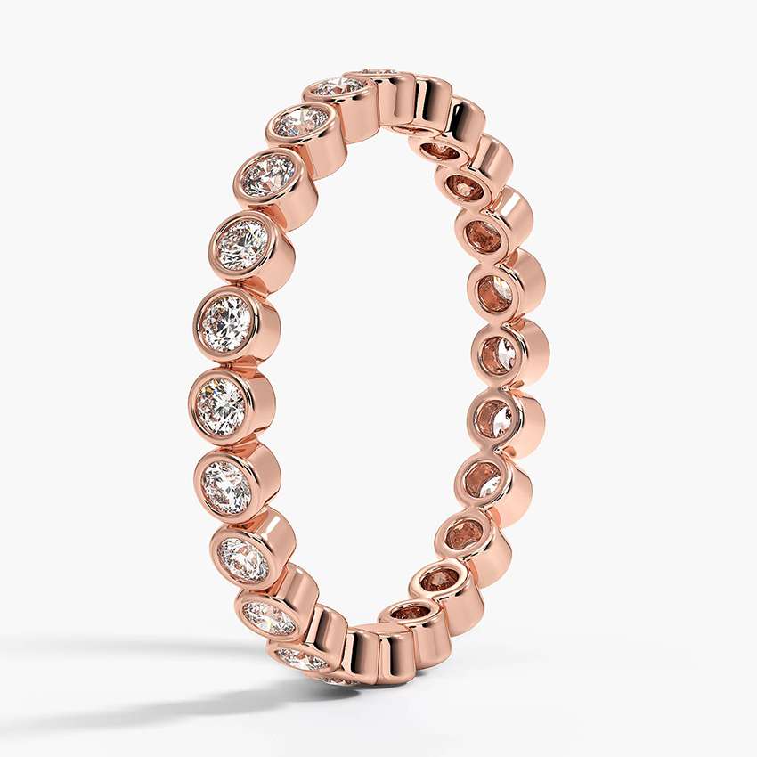 Bezel Set Diamond Eternity Band Ring, Round Cut Full Eternity Ring, Minimalist Wedding Band