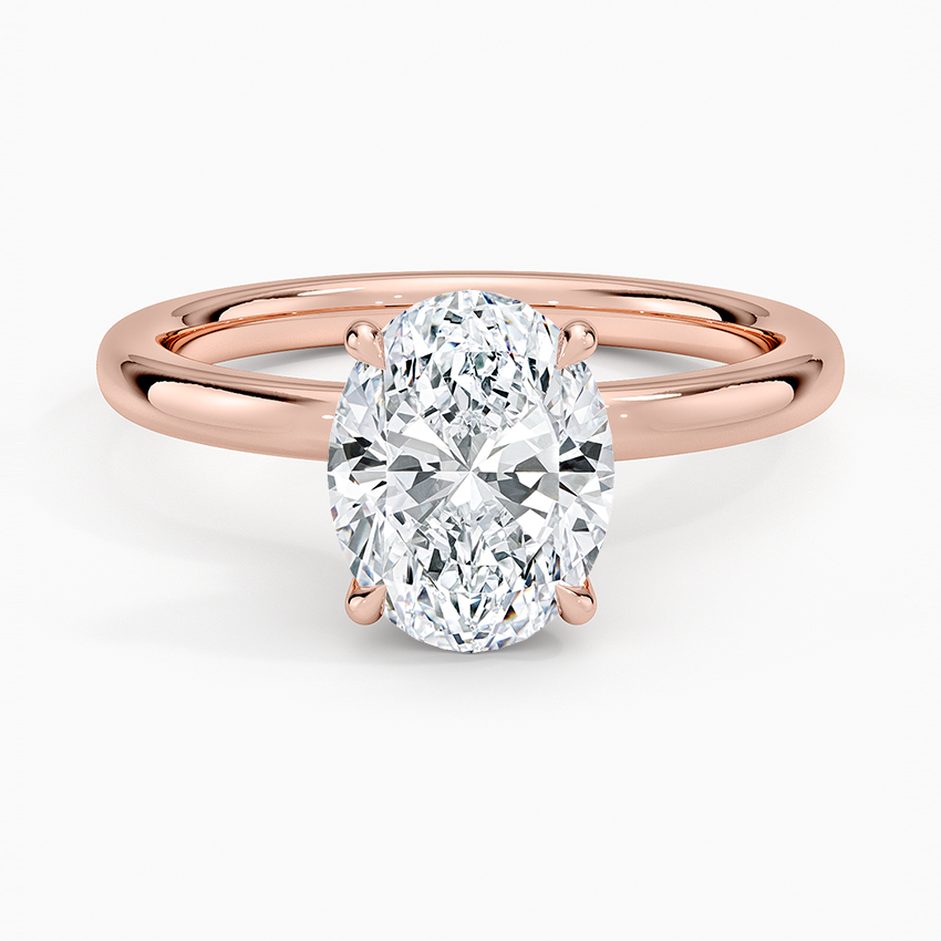 Oval Cut Diamond Solitaire Engagement Ring, 4 Prong Classic Setting, Solid Gold Ring