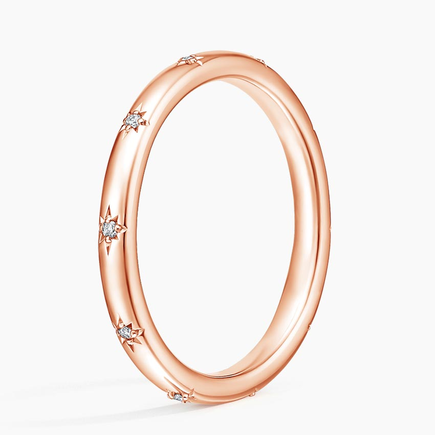 Star Set Diamond Band Ring, Minimalist Celestial Diamond Ring, Dainty Stackable Ring (Copy)