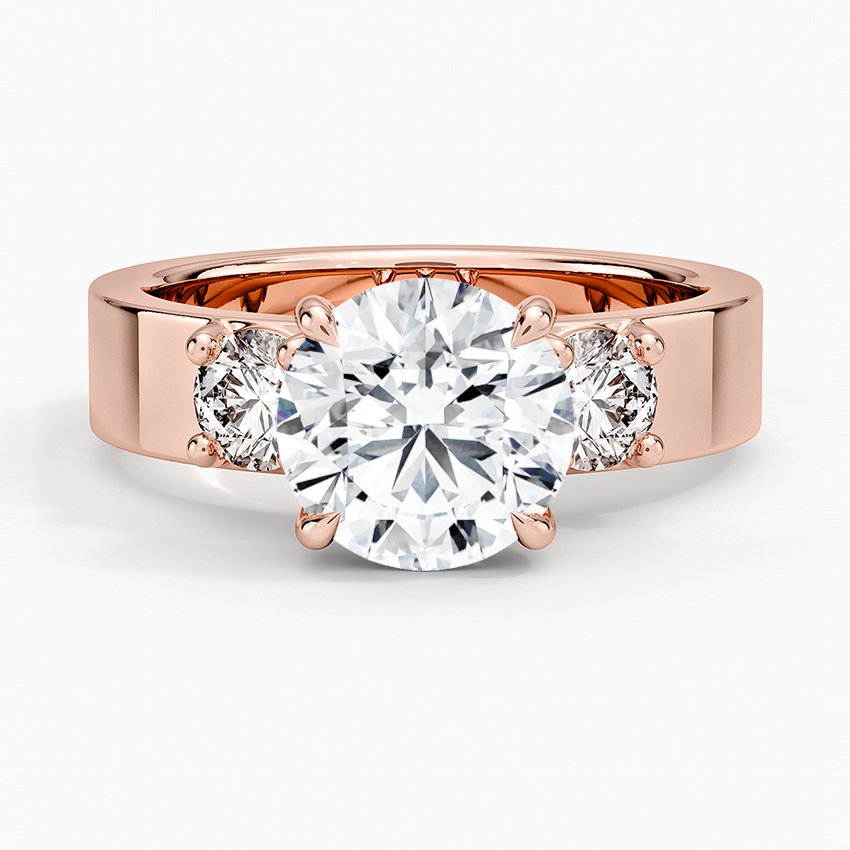 Three Stone Round Diamond Engagement Ring, Classic 3 Stone Diamond Ring, Bridal Proposal Ring