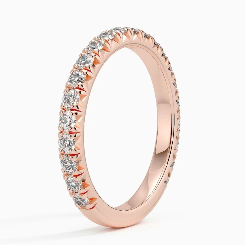 Minimalist Diamond Wedding Band, Half Eternity Ring, Gold Diamond Band